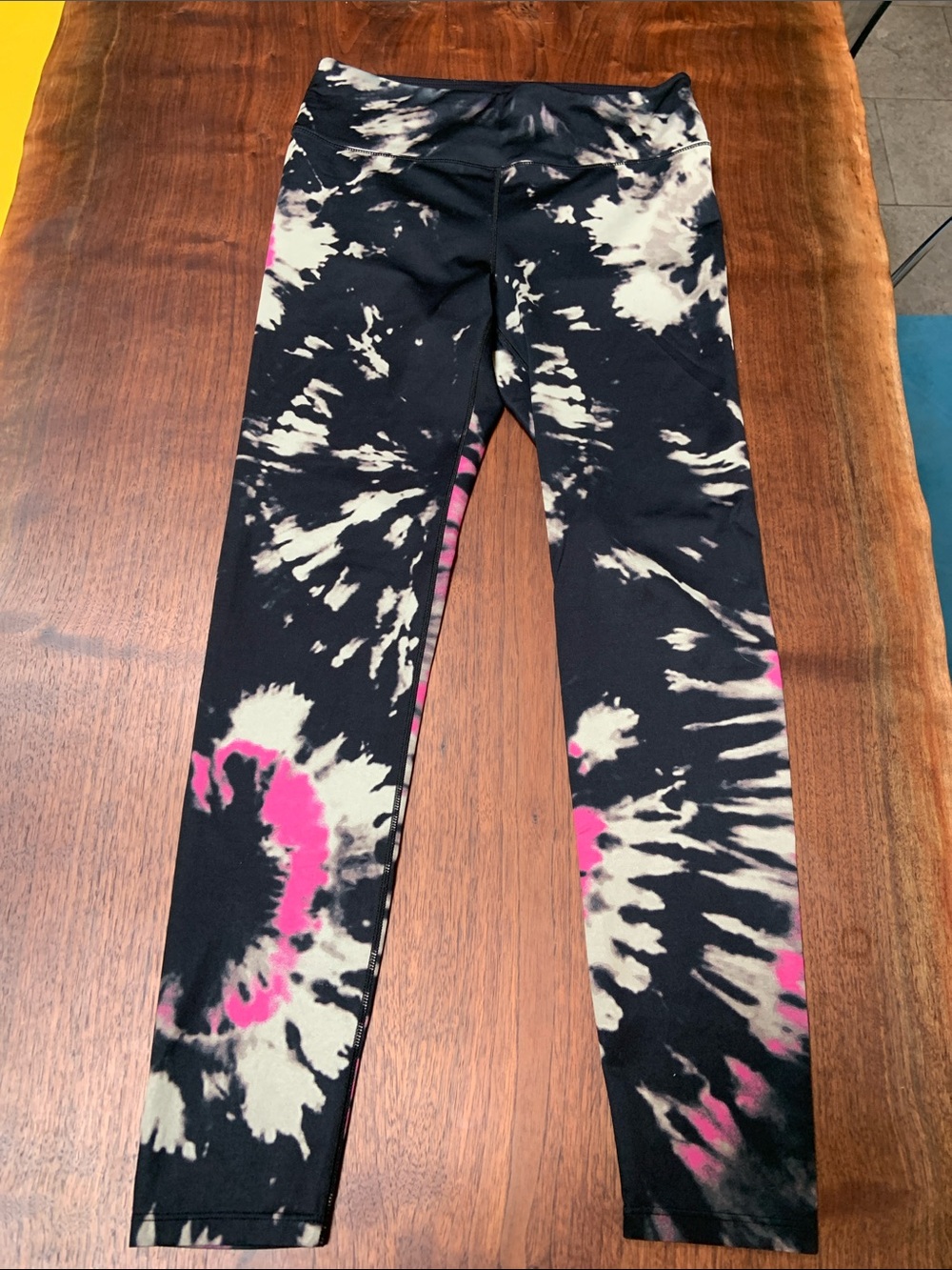 Noli Black Tie-Dye Leggings with Pink and Cream Splashes